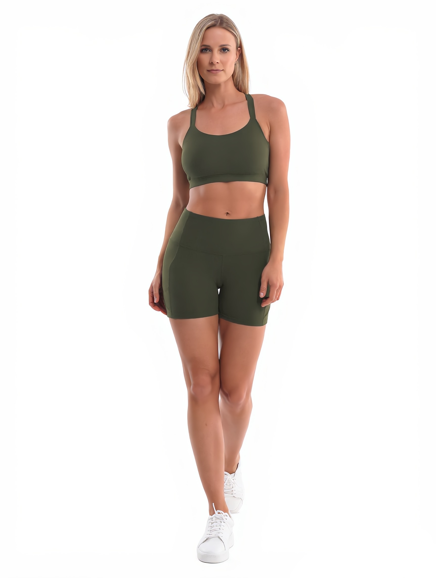 Yoga Shorts in Green — The Post-Run Edit style look